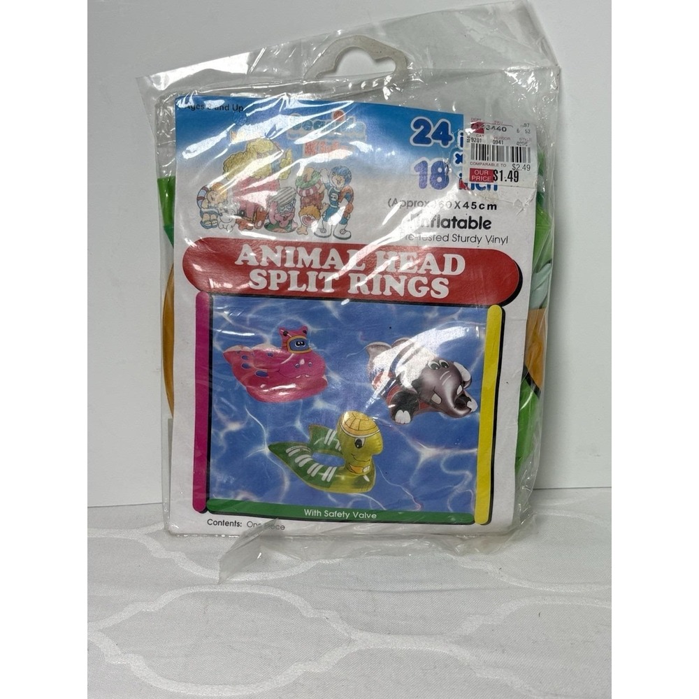 Tony Seaside Kids Animal Head Split Ring Turtle Inflatable Pool Float Vintage